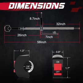 OFFROADTOWN Motorcycle LED Lights Wiring Harness Kit with Handlebar Switch 10A Fuse 1 Lead Light Bar Harness for ATV Dirt Bike Ebike Scooters Auxiliary Driving Fog Lights