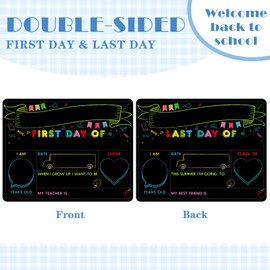 SICOHOME First Day & Last Day School Sign - 11"x 14" Double Sided Chalkboard - Reusable & Washable Chalkboard Signs for Kindergarten & Pre-K
