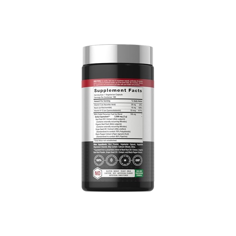 Horbäach Nitric Oxide Beet Root Capsules | 180 Count |
