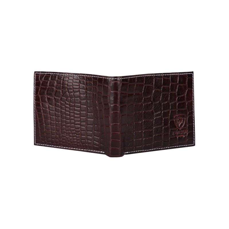 Designer "J Wilson" Real Genuine Mens Leather Wallet Crocodile Look