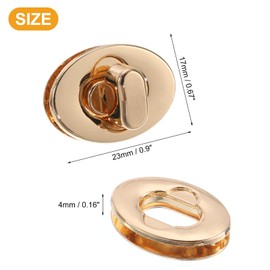 sourcing map 5Pcs Twist Turn Lock Clasp, 0.9" x 0.67" Closures Lock Fasteners for Purse Aluminum Alloy Oval Bag Closure Clip Hardware Accessories for DIY Handbag Craft, Gold