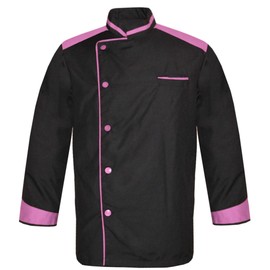 Leorenzo Shaped DL-05 Men's Black Chef Jacket Pink PN (S)