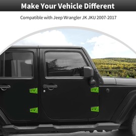 CheroCar Door Hinge Cover &Tailgate Hinge Cover & Engine Hood Rubber Head Cover Exterior Decoration Trim Accessories for Jeep Wrangler JK JKU 2007-2017 (Light Green)