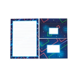 Writing Paper Set Writing Pad Lined with Envelope for Girls Boys Children Adults Laser Beam Light Neon (1 Pad A5 with 25 Sheets + 15 Matching Printed Envelopes)