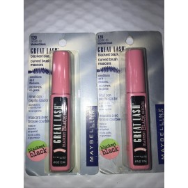 Maybelline New York 2 Tube Lot MAYBELLINE Great Lash Curved Brush 120 BLACKEST BLACK nip