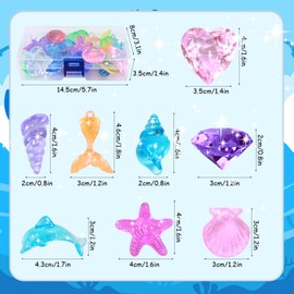 SelfTek 26 Pcs Pool Toys Diving Gems Ocean Theme Colorful Acrylic Diamond Gemstones Marine Animals Gem Underwater Swimming Dive Throw Toy for Kids with Storage Box