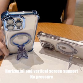 Butterfly Bling Magnetic Phone Ring Holder for MagSafe,Cellphone Support Metal Ring Holder Finger Grips for All Smartphones (black)