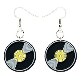 Vinyl Record Earrings Hypoallergenic Silver Plated Fishhooks Yazzle Dazzle Music Musical Cassette Tape Turntable