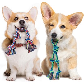 SHARLOVY Juguete de Cuerda de Perro de 2 Paquetes para Perros pequeños, Juguetes para los Dientes del Cachorro, Juguetes de mascar de Cachorro de algodón duraderos para los Dientes
