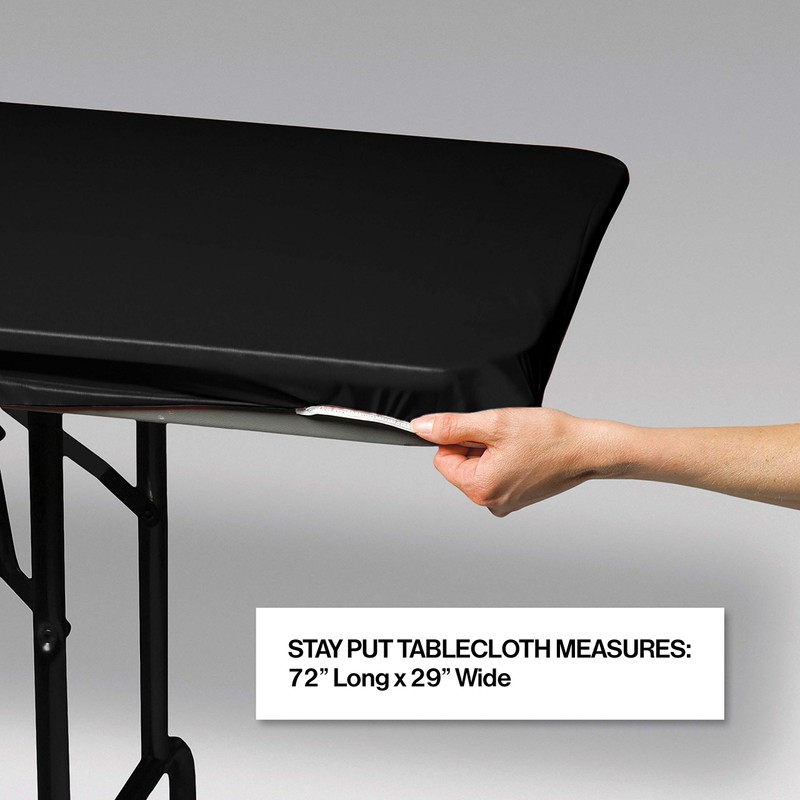 Creative Converting Stay-Put Plastic Table Cover, 29" x 72", Black