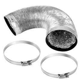 Aluminium Pipe Hose Aluminium Flexible Hose 3 m Flexible Aluminium Pipe Diameter 100 mm Flexible Hose Ventilation Hose with 2 Hose Clips Stainless Steel for Air Conditioner, Tumble Dryer, Dryer