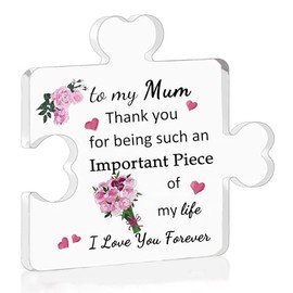 Acrylic Puzzle Plaque Mum Mother's Gifts Mummy Birthday Gift Women Desk Sign Decoration Mom Christmas Thanksgiving Present Mommy Thank You for Being Such An Important Piece of My Life