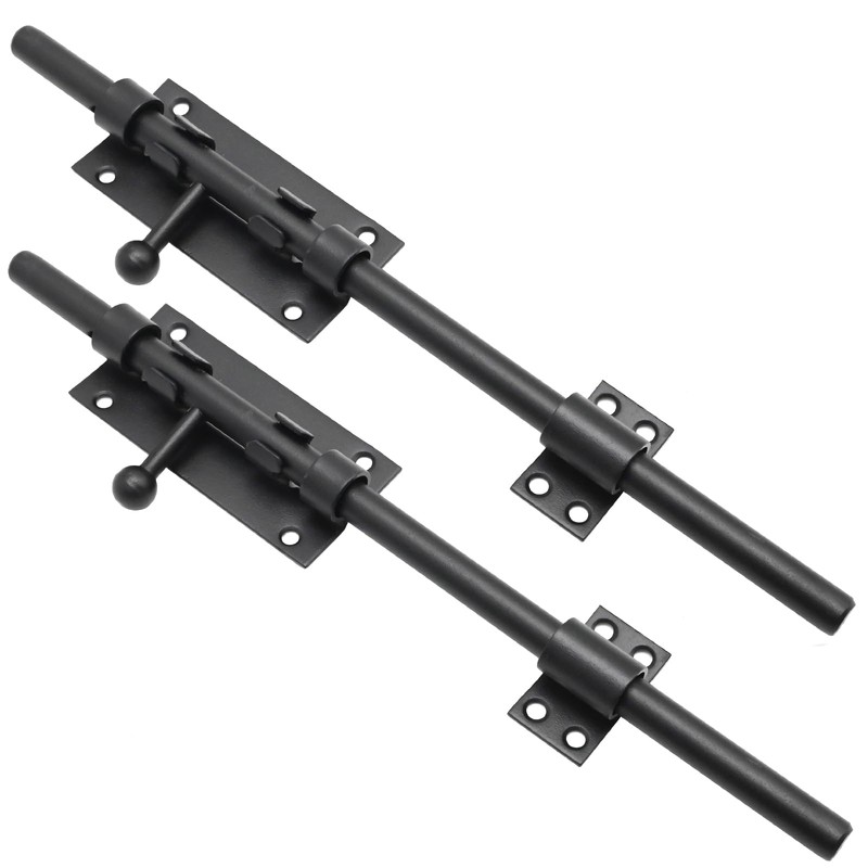Aynaxcol 2 PCS 12-Inch Black Sliding Bolt Door Latch with