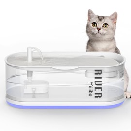 DGXWLLW Wireless Cat Water Fountain, Dog Water Bowl Dispenser 2.3L/78oz, Quiet Cat Fountains for Drinking, Visible Water Level, with Filter, Easy to Clean and Assemble for Cats or Dogs