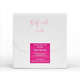 REFRESH.LAB, Premium HERBAL BLEND TEA SAMPLER, Assorted Tea bag Sampler, Individually Wrapped, 4 Count (4 Blends x 1 Tea Bag, Pack of 1), Eco-Friendly 100% Cornstarch Tea Bag