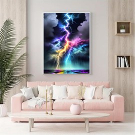 Skyboda Lightning Diamond Painting Kits for Adults, DIY Diamond Art Kits Full Round Drill Gem Art Diamond Crafts for Home Wall Art Decor 12×16inch