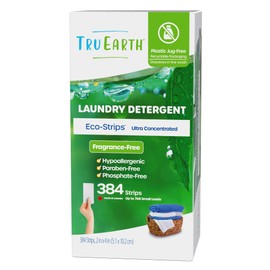 Tru Earth Compact Dry Laundry Detergent Sheets, Unscented - Up to 768 Loads (384 Sheets) - Paraben-Free - Original Eco-Strip Liquidless Laundry Detergent, Travel Laundry Sheets, Bulk