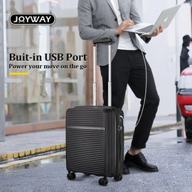 Joyway 24 Inch Checked Luggage, PP Hardside Suicase with Double Spinner Wheels, Checked Medium Luggage with TSA Lock and USB Port