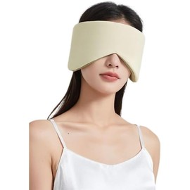 1 Pcs Sleep Eye Mask with Noise Cancelling Earmuffs - Block Out Light Contoured Night Blindfold Eye Sleeping Mask with Ear Cover for Men Women Side Sleeper Night Present (Light Yellow, One Size)