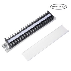 uxcell Barrier Terminal Strip Block 660V 15A Dual Rows 20P DIN Rail Base Screw Connector