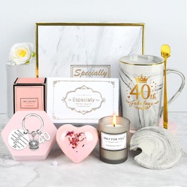 YYDSXK Geburtstagsgeschenk für Frauen 40, Geschenk Muttertag, Entspannung Geschenk für Frauen, Porzellan Kaffeebecher Set, Geschenke für Frauen 40 Jahre Beste Freundin, Mama, Schwester