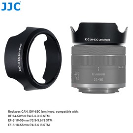 JJC Lens Hood for Canon RF 24-50mm f/4.5-6.3 is STM, EF-S 18-55mm f/3.5-5.6 is STM & EF-S 18-55mm f/4-5.6 is STM Lens Replaces Canon EW-63C (58mm)