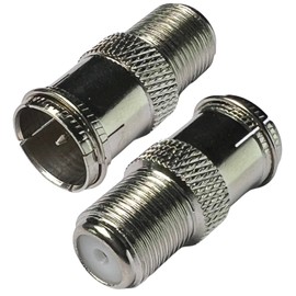 CESS F-Jack to F-Quick Push On Plug - F Type Male to F Type Female TV Adapter (2 Pack)
