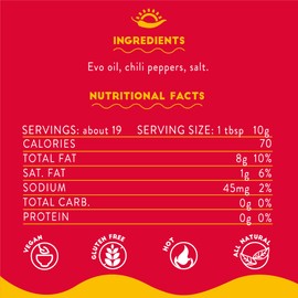TuttoCalabria, Calabrian Chili Pepper Infused Oil, Calabrian Peppers infused with 100% Extra Virgin Olive Oil, 200 ml 6.7 oz