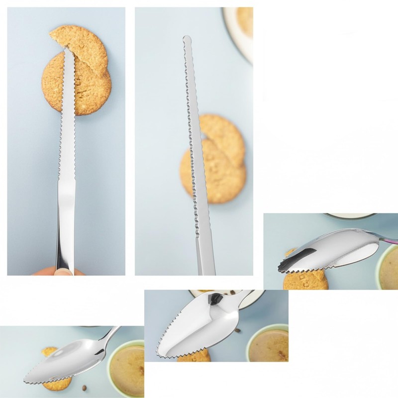 6 PCS Stainless Steel Serrated Grapefruit Spoon and Knife Set