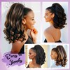 SOMOREATY Ponytail Extension,16" Curly Drawstring Ponytail for Black Women Yaki