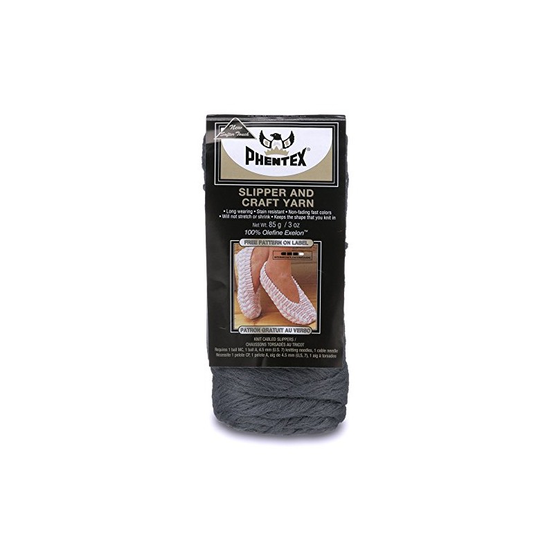 Phentex Slipper & Craft Yarn, 3 Ounce, Dark Grey, Single