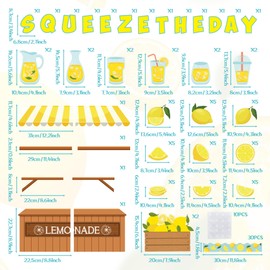 B1ykin Lemon Zest Classroom Bulletin Board - 120Pcs Back to School Summer Lemonade Stand Name Tag Cutouts, Squeeze the Day Yellow Lemons Chalkboard Decor Supplies for Elementary Kindergarten Preschool