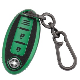 ERMWALR Nissan Key Fob Cover with Key Fob Fit for Nissan 350Z Qashqai X-Trail Tiida Micra Pathfinder Note Juke 3 Button Key Fob Case (PW-Nisn-3-N), brown