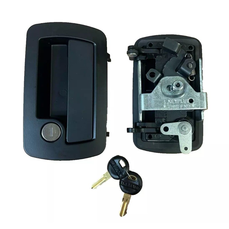 TriMark RV Door Lock 23738-01 Black Paddle Handle 2 Keys