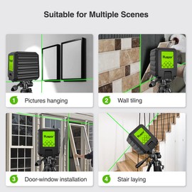 Cross Line Laser, Huepar B011G Green Laser Leveler, Self-Levelling Line Laser with Green Cross Lines, Laser Vertical and Horizontal Line, Laser Tool for Picture Hanging and DIY Application
