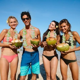 Mowane Leis for Luau Party - 24 Count | Thick and Lush Flower Leis for Luau Parties, Graduations, Birthdays, and Beach Weddings | Tropical Party Decorations and Hula Dance Accessories(Green)