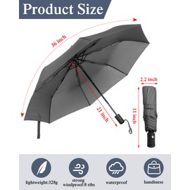 Reginary 6 Pack Windproof Travel Umbrellas Bulk Automatic Open and Close Umbrella Collapsible Folding Rain Umbrella Portable Umbrella for Men Women(Black, Gray)