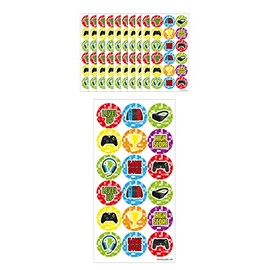HENBRANDT Large Gamer Stickers 180 Assorted Videogame Stickers Teachers School Reward Arts and Crafts for Kids Birthday Party Bag Favours Loot Bag Fillers Lucky Dip Favours for Boys and Girls