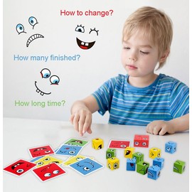 zalati Puzzle Cubes Face-Changing Building Blocks Educational Montessori Toys for Play Games Fun