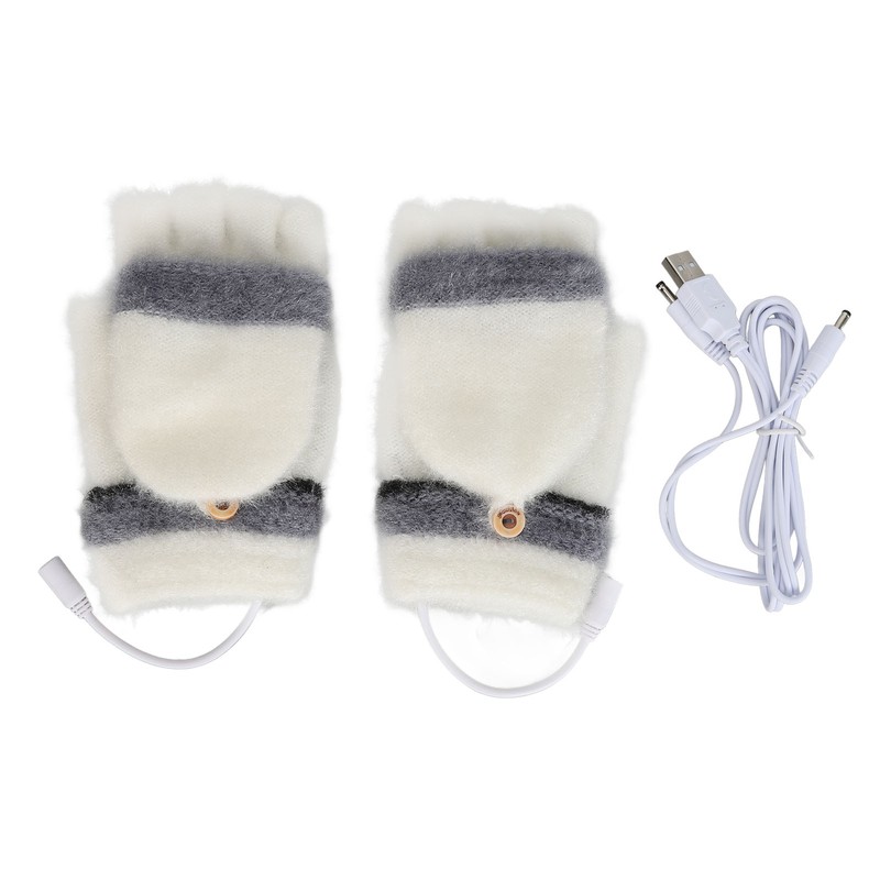 1 Pair USB Heated Gloves Mitten Winter Warm Full Finger