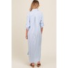 PinkBlush Light Blue Striped Button Down Maternity Maxi Dress