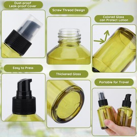 Segbeauty 2oz Glass Pump Bottle Dispenser of 9pcs Travel Lotion Container, 9pcs Travel Size Spray Bottle, 60ml Refillable Perfume Atomizer Empty Lotion Bottles, Small Glass Bottles for Toiletries