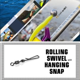 AMYSPORTS Rolling Connector Fishing Swivel Saltwater Corrosion Resistance Snap Swivels Kit Stainless Quick Fishing Snap Barrel Freshwater Trolling Accessories 100pcs 11lbs