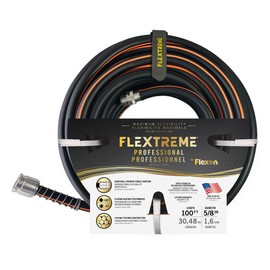 Flexon Flextreme Pro 5/8" x 100ft Performance Rubber Garden Hose – Heavy-Duty, Kink-Resistant, All-Weather Flexibility, Industrial-Grade Couplings, Durable Outdoor Watering Hose for Lawn & Garden | Flexon