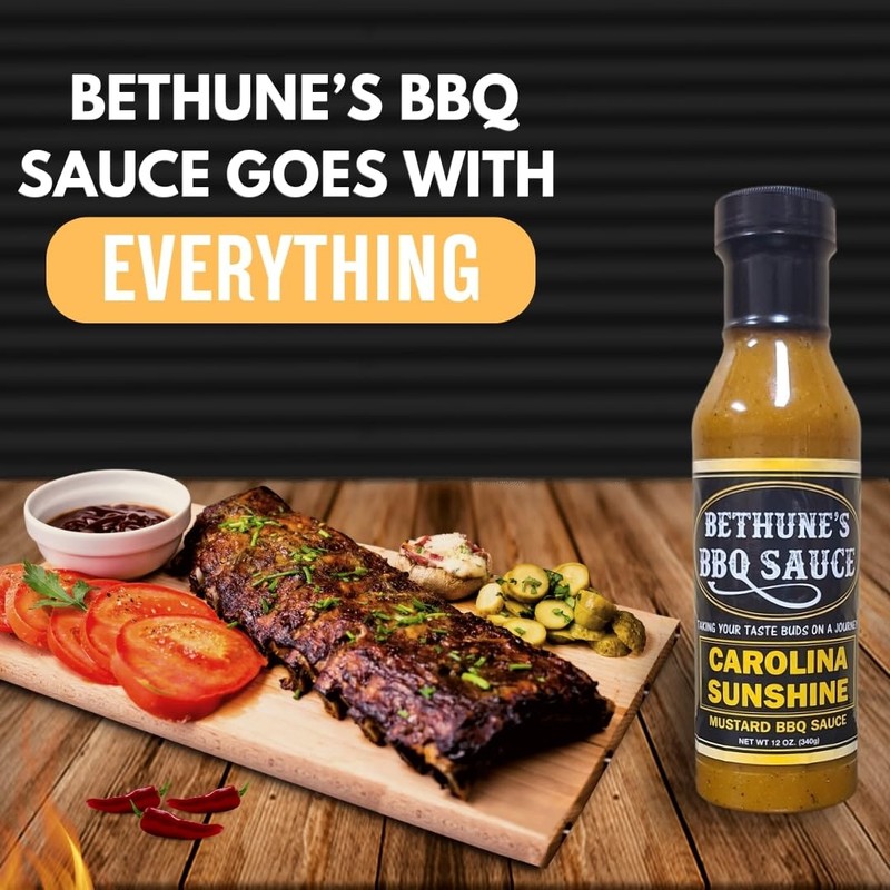 Bethune's BBQ Sauce Carolina Sunshine Mustard BBQ Sauce 12 oz