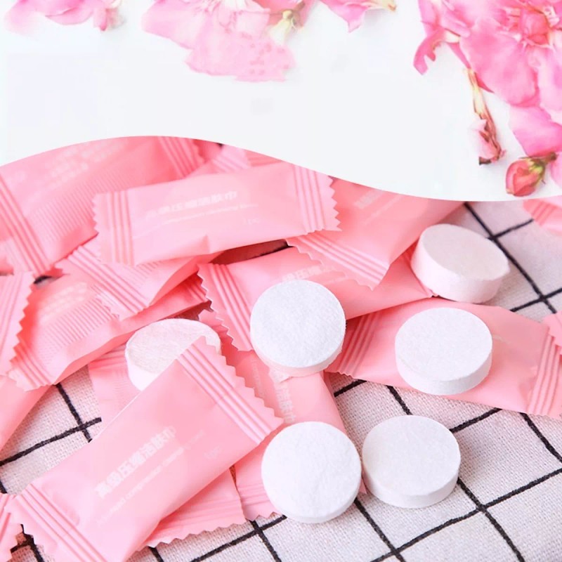 Mafab Toalla Comprimida Pastilla Compacta Rosa Limpieza 100pzs