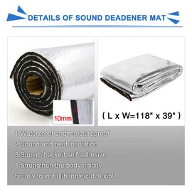 uxcell 394mil 32.29sqft Car Exhaust Muffler Heat Sound Deadener Insulation Mat 118" x 40"