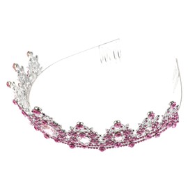 IWOWHERO Rhinestone Crown Bridal Tiara Women's Hair Toer Wedding Tiara Prop Fashionable Silver Diamond