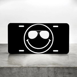 Unbranded Happy Face With Sunglasses. Laser Engraved License Plate Car Tag