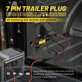 Oyviny 7 Pin Power Access, 7 Way Blade to 2 Pin SAE Connector, 7 Pin Round RV-Style Trailer Plug to 12 AWG SAE Cable 12V Connectors for RV Truck Get Power from Vehicle's 7 Pole Trailer Plug, 13 Inch